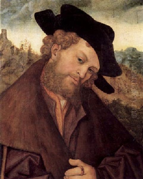 A Portrait Of A Bearded Gentleman, Bust Length Oil Painting by Lucas Cranach the Younger