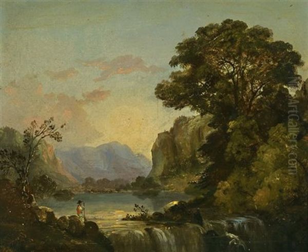 Overlooking The Falls Oil Painting by Christopher Pearce Cranch