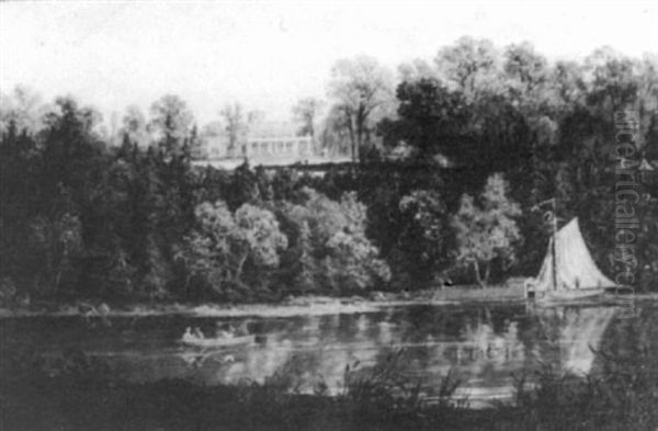 A View Of Laurel Hills From The River, New Jersey by Christopher Pearce Cranch