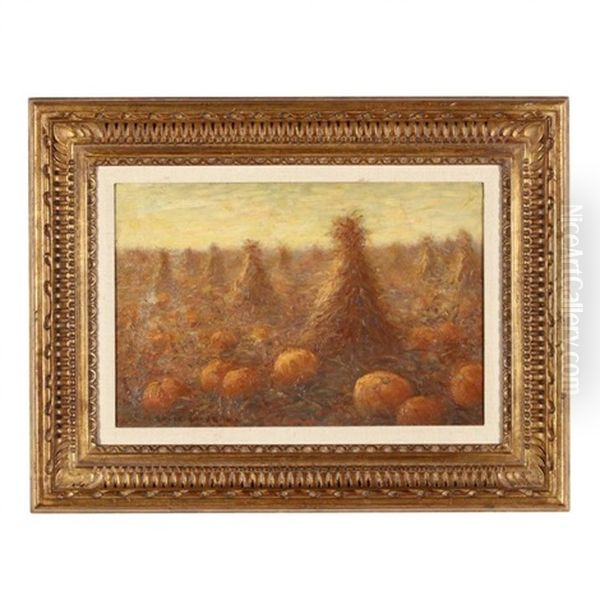 Pumpkins & Haystacks Oil Painting by Bruce Crane