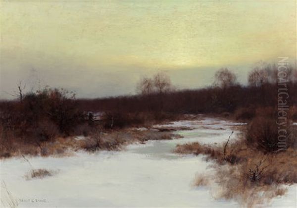 Snow Scene At Twilight Oil Painting by Bruce Crane