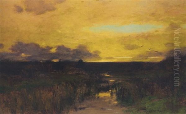 Marshes At Sunset Oil Painting by Bruce Crane