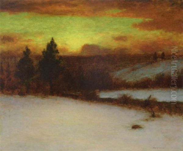 Winter Sunset Oil Painting by Bruce Crane