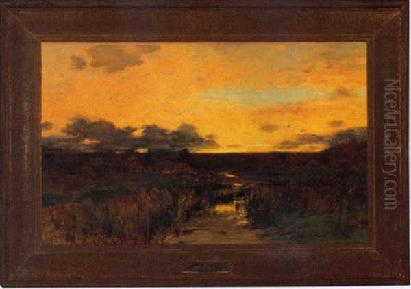 Marshes At Sunset Oil Painting by Bruce Crane