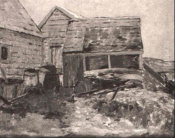 Old Fish Houses, Cape Ann Oil Painting by Bruce Crane