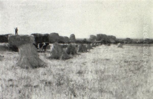 Harvesting Hay Oil Painting by Bruce Crane