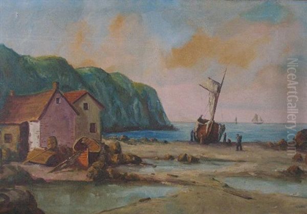 Fishermen Oil Painting by Frederick E. Crane