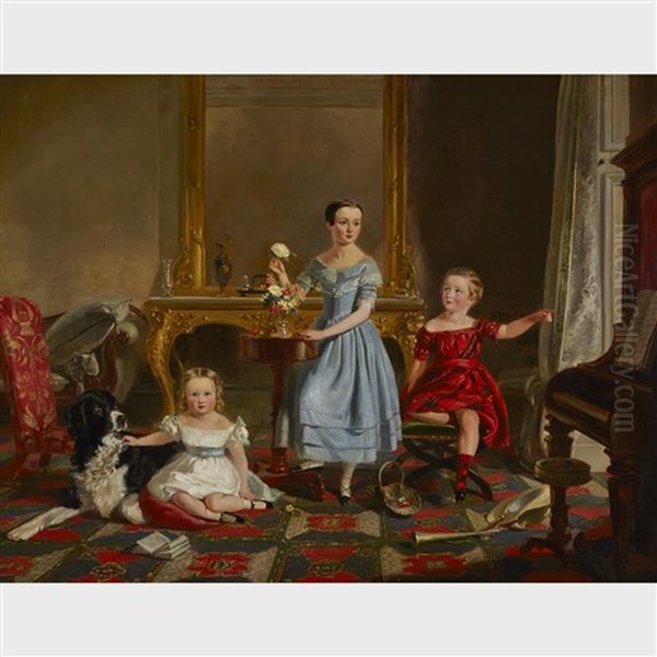 The Grandchildren Of The Duke Of Wellington Oil Painting by Thomas Crane