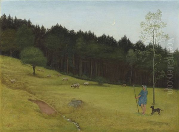 The Shepherd Oil Painting by Walter Crane