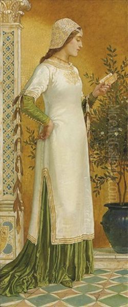 Laura Reading Oil Painting by Walter Crane