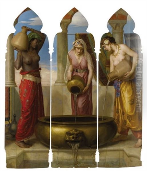 Europe, Asia, Africa (triptych) Oil Painting by Walter Crane