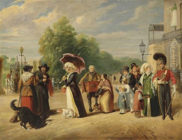 Hyde Park Corner With The Duke Of Wellington's Regiment Oil Painting by Charles Cranmer Jr.