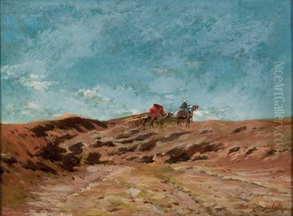 Caravane Dans Le Sud Tunisien Oil Painting by Louis Amable Crapelet