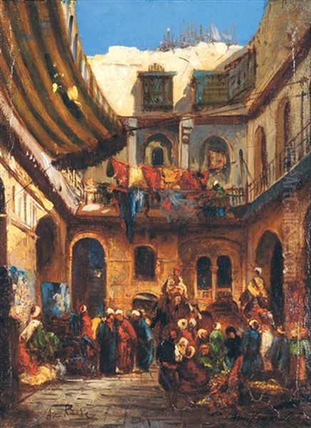 Marche Au Caire Oil Painting by Louis Amable Crapelet