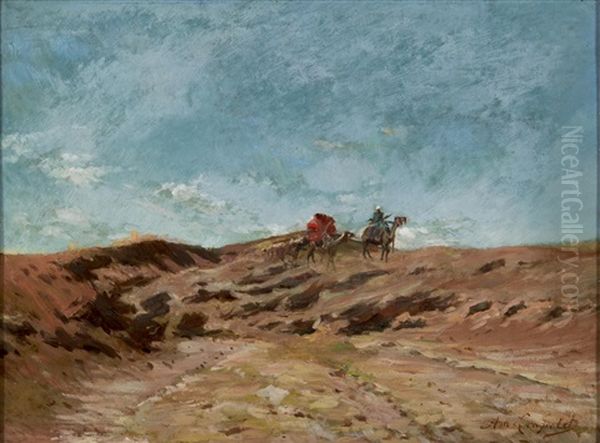 Caravane Dans Le Sud Tunisien Oil Painting by Louis Amable Crapelet