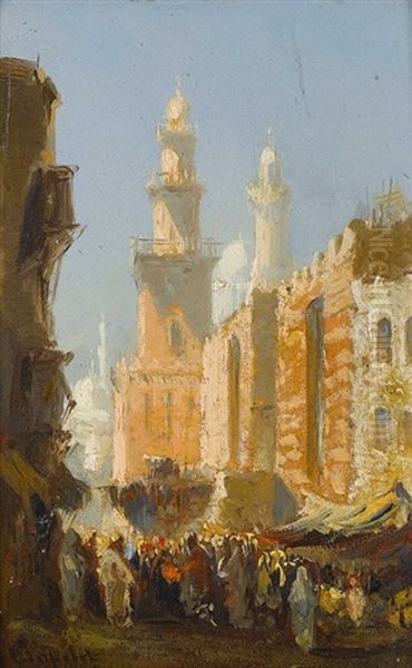 Le Souk Du Caire Oil Painting by Louis Amable Crapelet