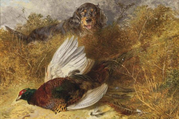 Gordon Setter And Pheasant Oil Painting by Richard Ansdell