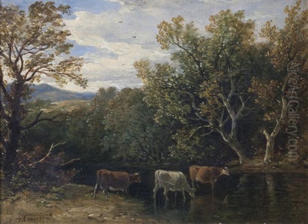 On The Esk Oil Painting by Edmund Thornton Crawford