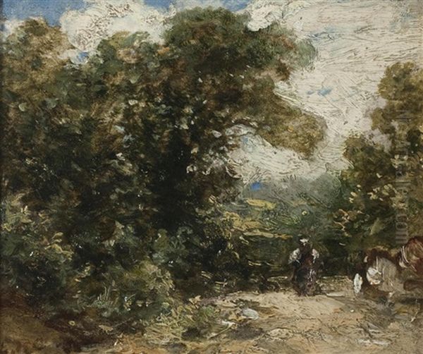 Figures By A Path Oil Painting by Edmund Thornton Crawford