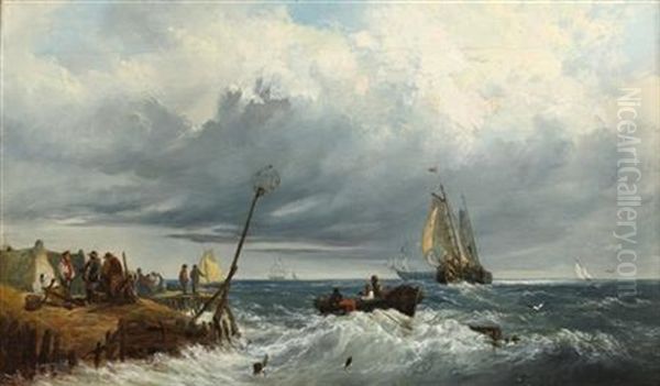 The Arrival Of The Fleet Oil Painting by Edmund Thornton Crawford