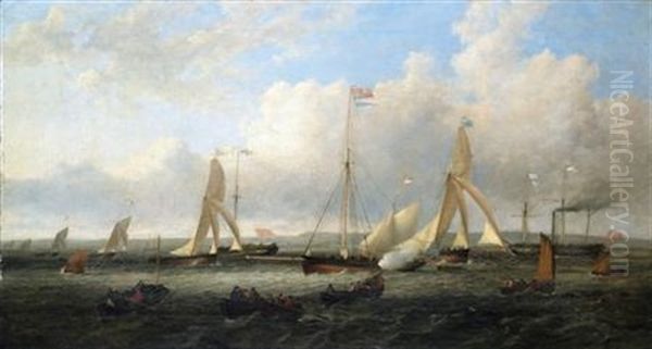 Royal Eastern Yacht Club Regatta, Leith Roads Oil Painting by Edmund Thornton Crawford