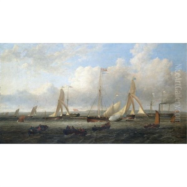 Royal Eastern Yacht Club Regatta, Leith Roads, 1834 Oil Painting by Edmund Thornton Crawford