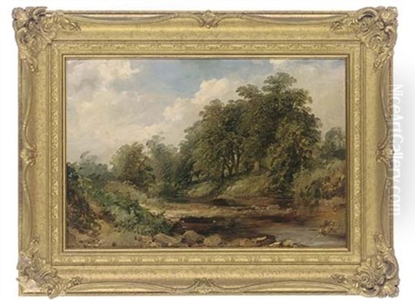 A Peaceful River Landscape Oil Painting by Edmund Thornton Crawford