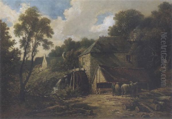 The Carrington Saw-mill, Near Temple Oil Painting by Edmund Thornton Crawford