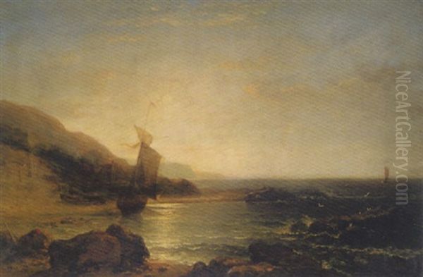 The Bass Rock, Canty Bay Oil Painting by Edmund Thornton Crawford