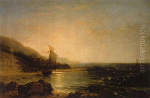 The Bass Rock, Canty Bay Oil Painting by Edmund Thornton Crawford