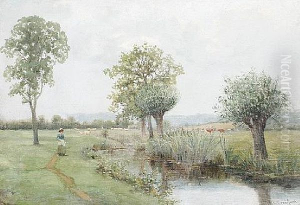 A Walk By The River Oil Painting by Robert Cree Crawford