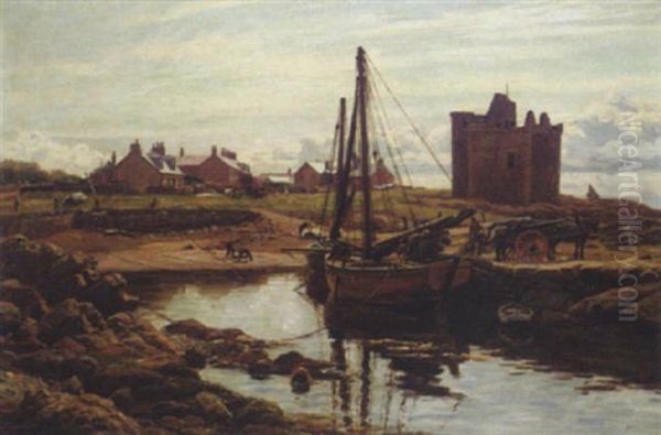 A Harbour Scene Oil Painting by Robert Cree Crawford