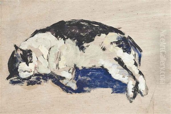 Sleeping Cat by Joseph Crawhall