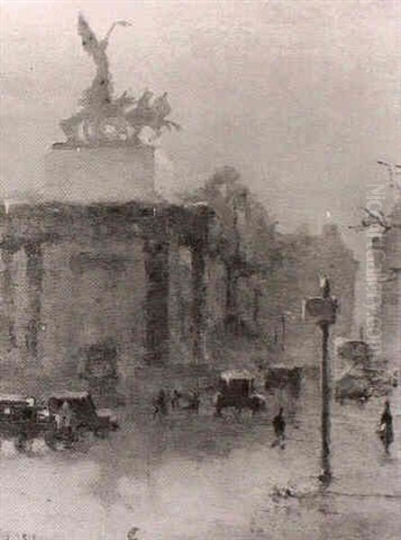 Hyde Park Corner Oil Painting by Lionel Townsend Crawshaw