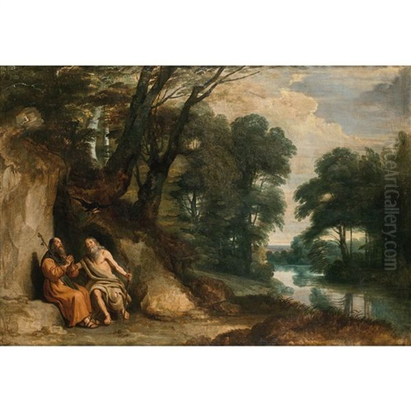 Saint Antoine Et Saint Paul Oil Painting by Caspar de Crayer