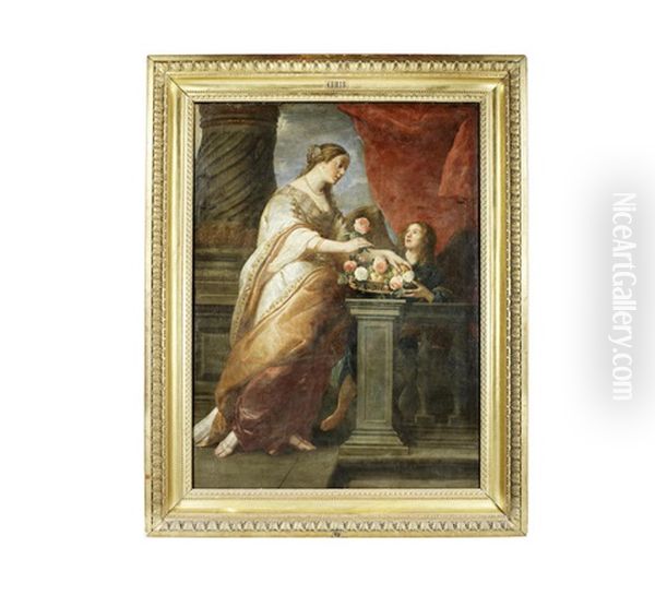 Saint Dorothea With An Angel Oil Painting by Caspar de Crayer