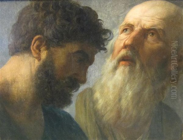 A Study Of Two Apostles Oil Painting by Caspar de Crayer