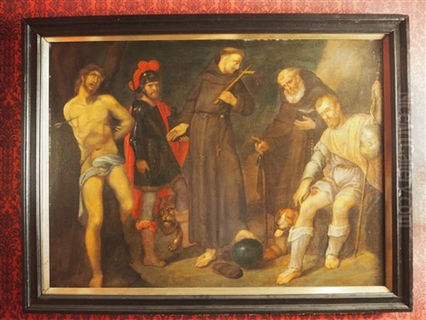 Les Cinq Saints (saint Sebastien, Saint Adrien, Saint Francois D'assise, Saint Antoine, Saint Roch) Oil Painting by Caspar de Crayer