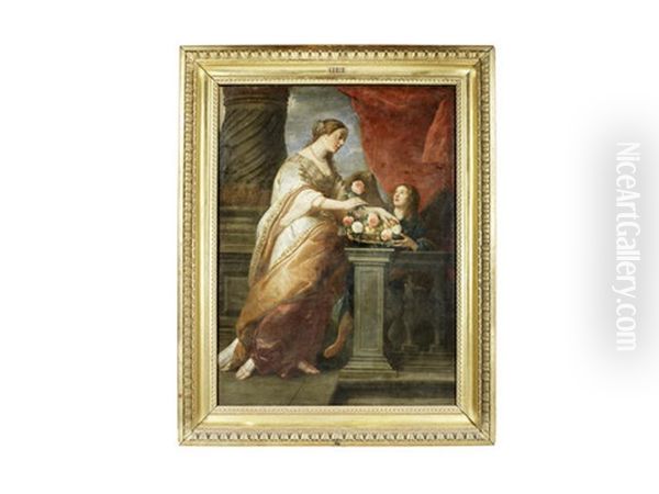 Saint Dorothea With An Angel Oil Painting by Caspar de Crayer