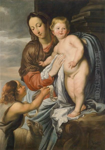 Madonna Mit Kind Und Dem Johannesknaben Oil Painting by Caspar de Crayer