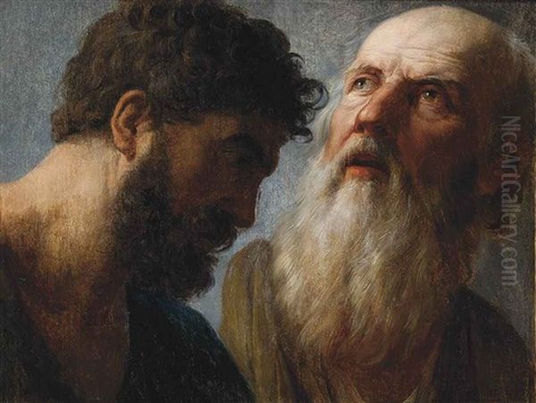 A Study Of Two Apostles Oil Painting by Caspar de Crayer