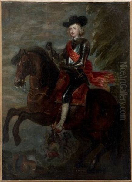 Portrait Equestre De Ferdinand, Cardinal Infant D'espagne Oil Painting by Caspar de Crayer