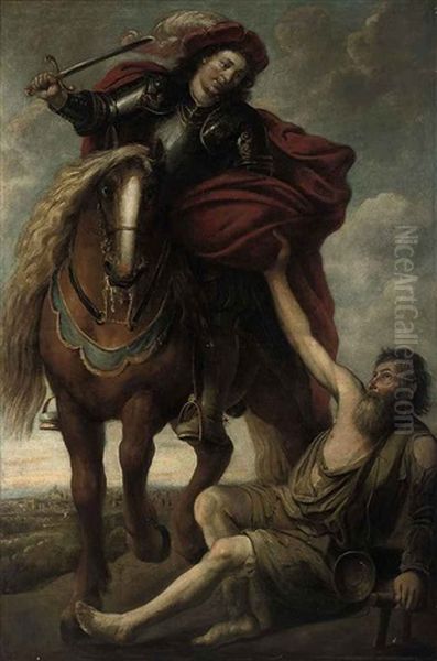 Saint Martin Dividing His Cloak Oil Painting by Caspar de Crayer