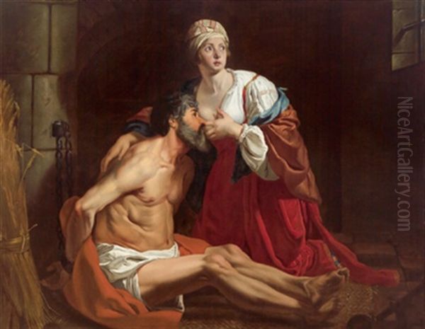 Cimon Und Pero Oder Caritas Romana Oil Painting by Caspar de Crayer