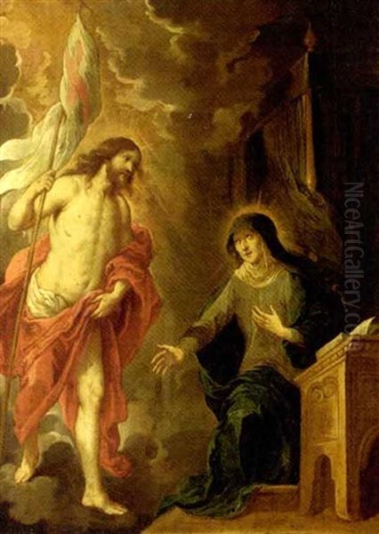 Christ Appearing To Saint Theresa Oil Painting by Caspar de Crayer