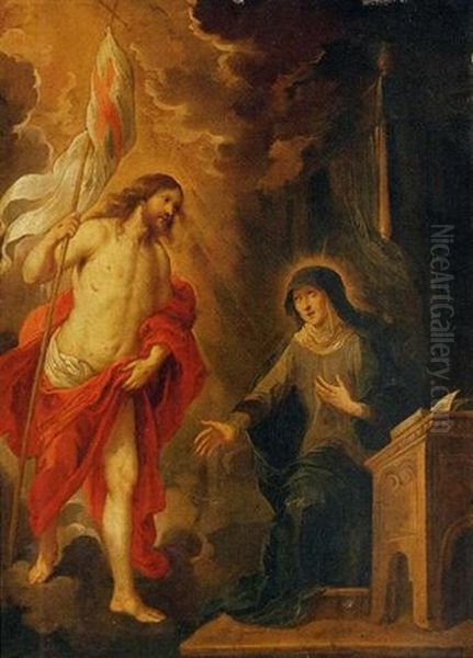 Christ Appearing To Saint Theresa Oil Painting by Caspar de Crayer