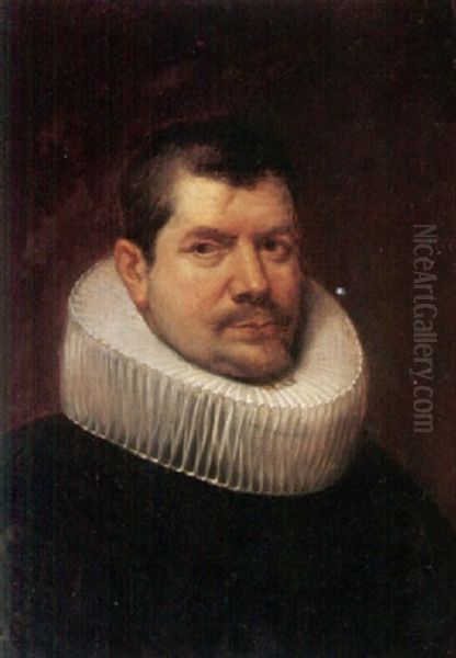 Portrait Of A Man Wearing Black Oil Painting by Caspar de Crayer