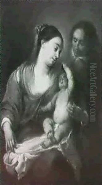 Madonna Col Bambino E Un Voltofeminile Oil Painting by Caspar de Crayer