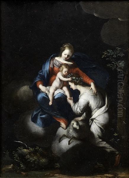 The Madonna And Child With Saint Agnes Oil Painting by Sante Creara