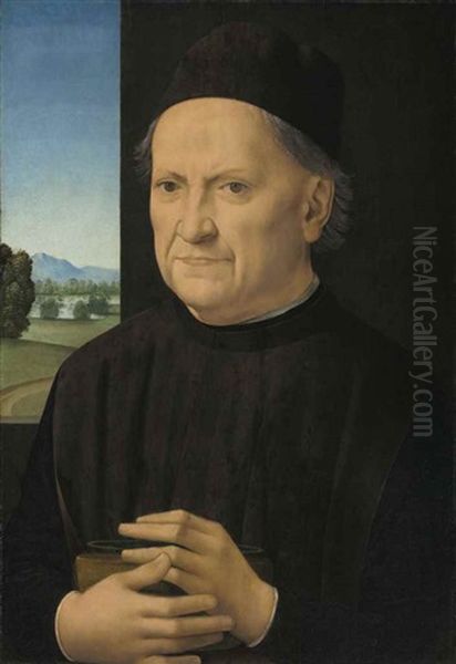 Portrait Of A Gentleman, Possibly Girolamo Benivieni (1453-1542), Half-length Oil Painting by Lorenzo Di Credi